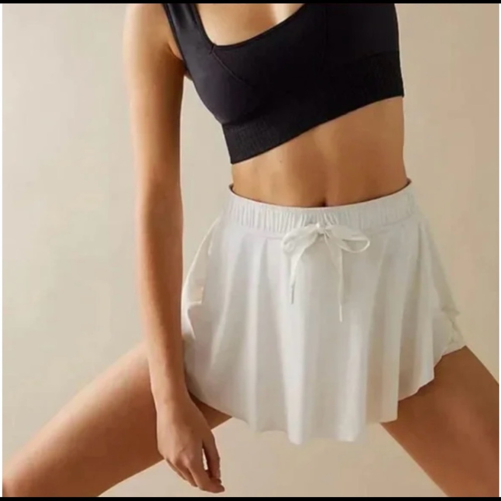 FP Movement by Free People White Drawstring Mini Skirt